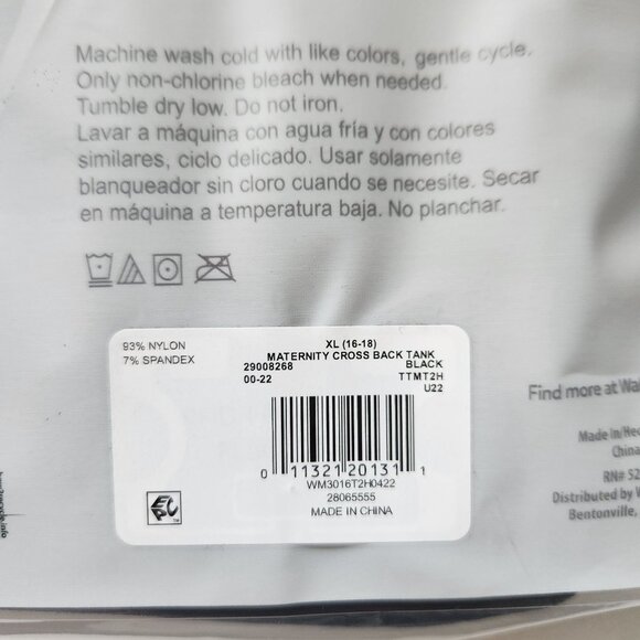 Time And Tru Maternity Black Tank Top XL Seamless Support Soft & Comfortable - Picture 5 of 7